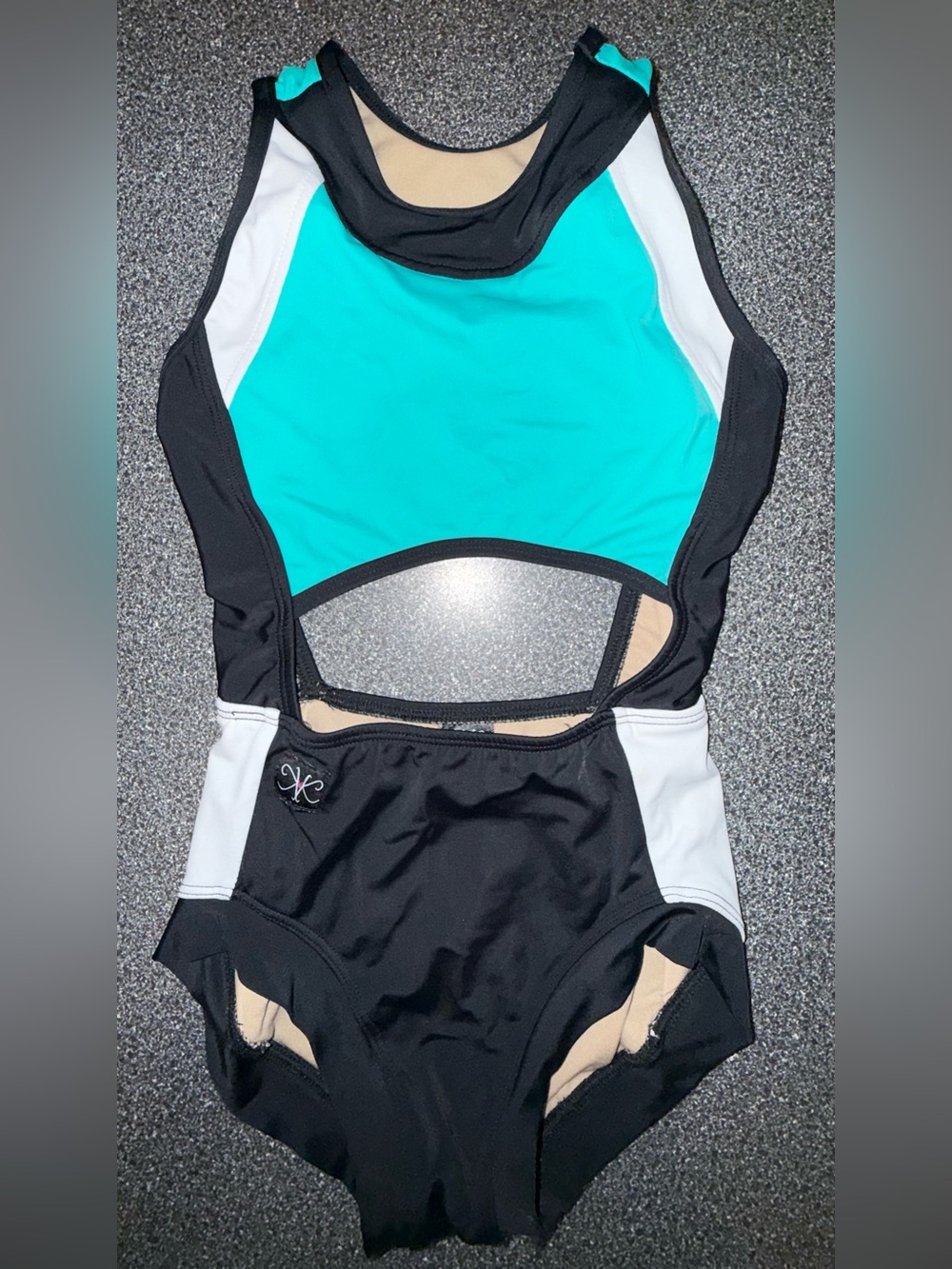Kandi Kouture Dance Leotard Teal/Black Size Child Large